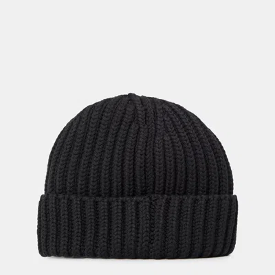 Prada Classic Logo Knit Hat In Black