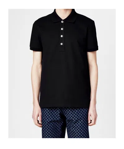 Balmain Monogram Short-sleeved Polo T-shirt In Black