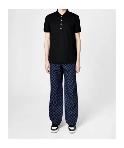 Balmain Monogram Short-sleeved Polo T-shirt In Black