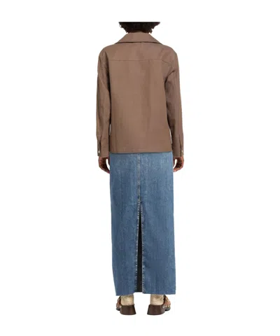 Max Mara Solid Color Long-sleeve Coat In Brown
