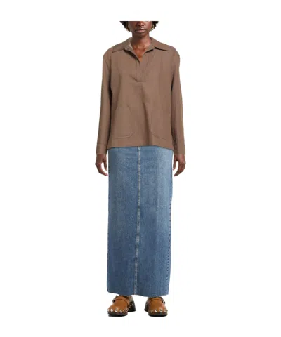 Max Mara Solid Color Long-sleeve Coat In Brown