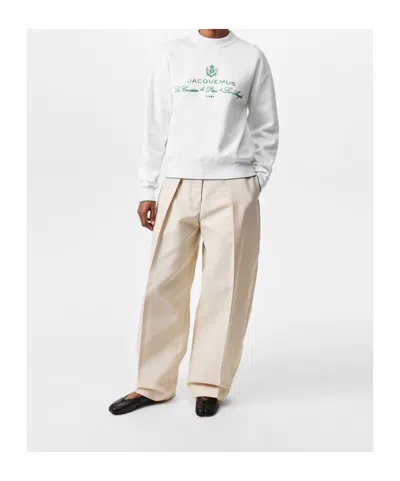 Jacquemus Long Sleeve Sweatshirt In White