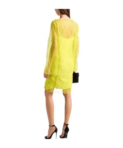 Max Mara Solid Embroidered Dress In Yellow