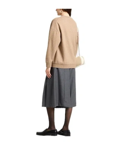Max Mara Solid Knit Fleece Top In Brown