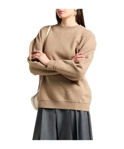 Max Mara Solid Knit Fleece Top In Brown