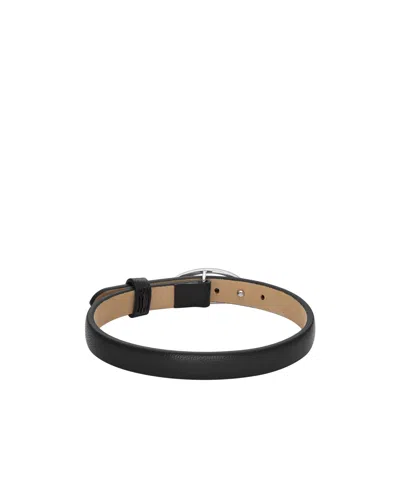 Diesel Leather Stackable Bracelet In Black