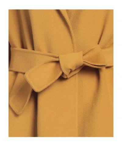 Max Mara Solid Color Woolen Coat In Yellow