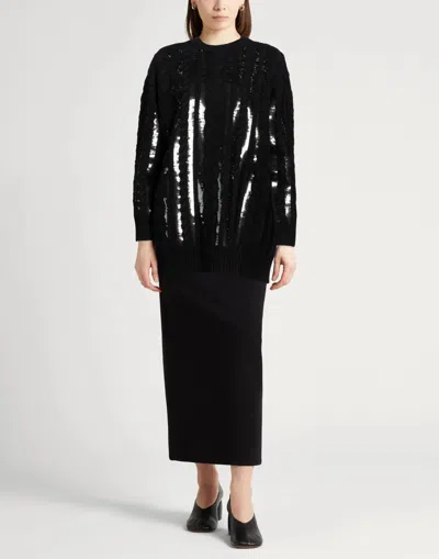 Max Mara Solid Color Sequin Sweater In Black