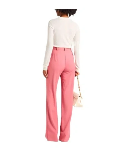 Max Mara Solid Straight-leg Trousers In Pink