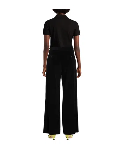 Weekend Max Mara Solid Color Wide-leg Trousers In Black