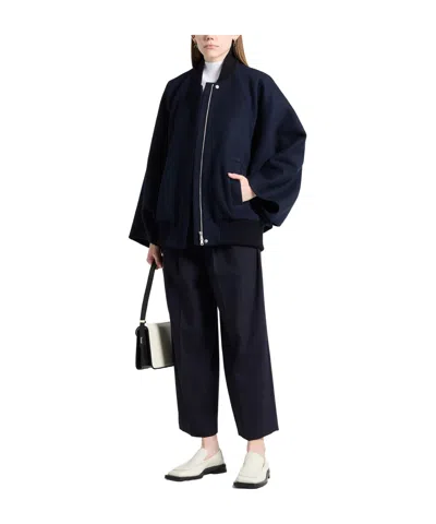 Max Mara Wool Flight Jacket In Black