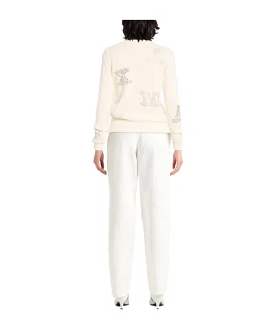 Max Mara Solid Lightweight Cashmere Knit Sweater In White