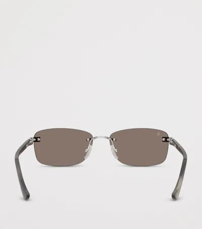 Ferrari Titanium Rimless Rectangular Sunglasses In Silver