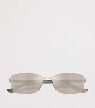 Ferrari Titanium Rimless Rectangular Sunglasses In Silver