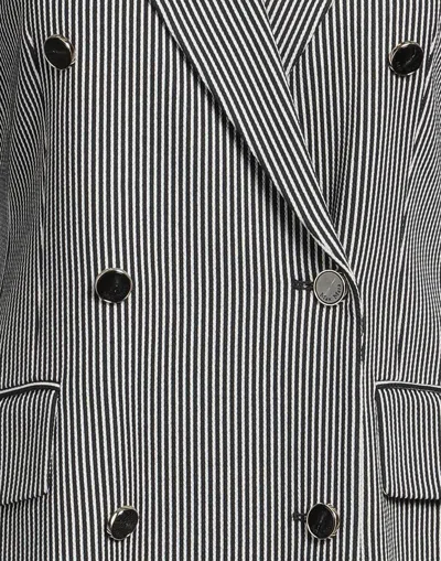 Max Mara Double-breasted Striped Suit Jacket In Gray