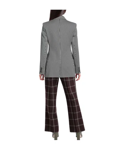 Max Mara Double-breasted Striped Suit Jacket In Gray