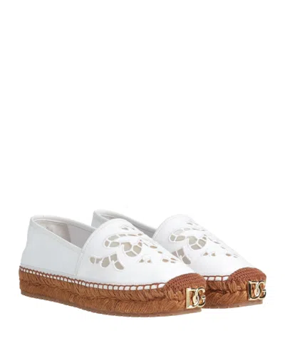 Dolce & Gabbana Solid Color Espadrilles In White