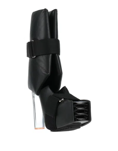 Rick Owens Stylish And Simple Platform Leather Boots In Black