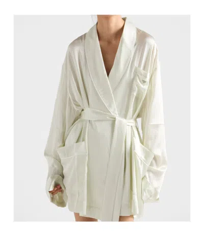 Prada Silk Robe In Aqua