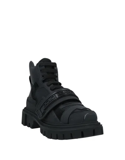 Dolce & Gabbana Solid Suede Platform Boots In Black