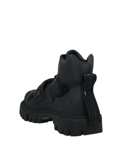 Dolce & Gabbana Solid Suede Platform Boots In Black