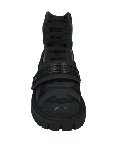 Dolce & Gabbana Solid Suede Platform Boots In Black