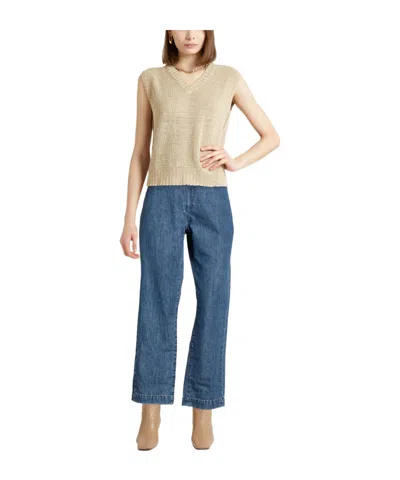 Max Mara Solid Color Denim Trousers In Blue Blue