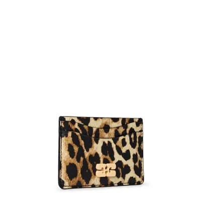 Ganni Leopard Print Card Holder In Multi