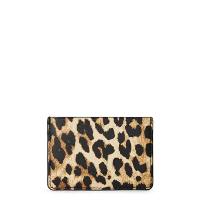 Ganni Leopard Print Card Holder In Multi