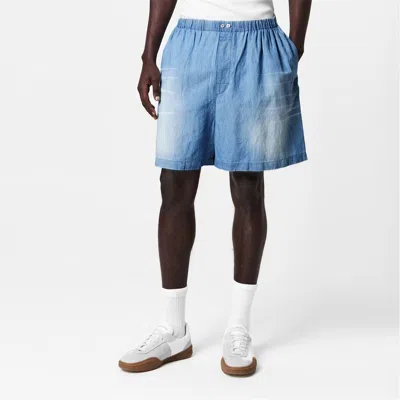 Acne Studios Logo Denim Shorts In Blue