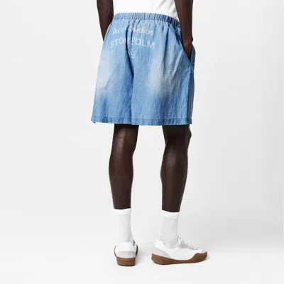 Acne Studios Logo Denim Shorts In Blue