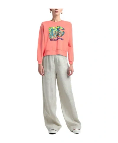Dolce & Gabbana Solid Base Printed Sweatshirt In Pink