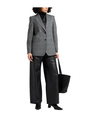 Max Mara Check Blazer In Gray
