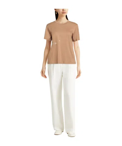 Max Mara Solid Color T-shirts In Brown