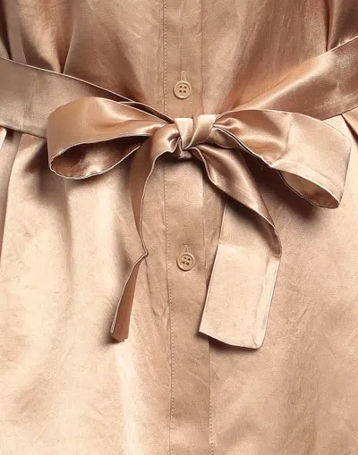 Max Mara Solid Color Satin Shirt In Brown