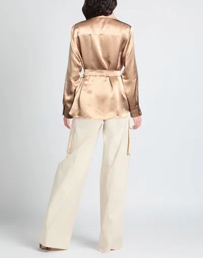 Max Mara Solid Color Satin Shirt In Brown