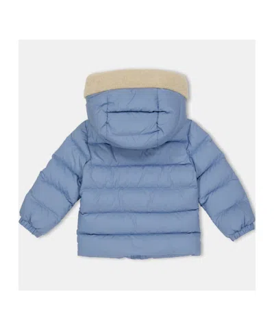 Moncler Logo Patch Down Jacket In Blue