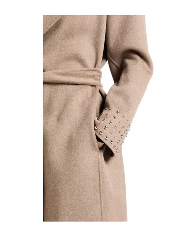 Max Mara Wool Coat With Belt In Brown