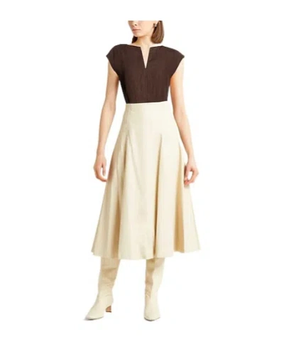 Max Mara Solid V-neck Short-sleeve Top In Brown