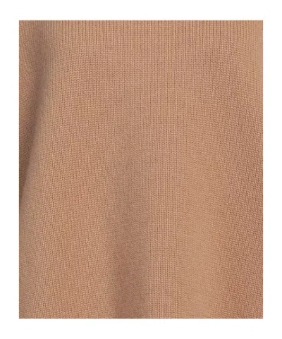 Max Mara Solid Turtleneck Knit Top In Brown
