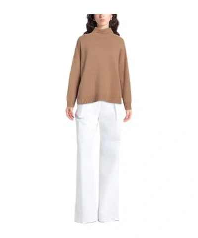 Max Mara Solid Turtleneck Knit Top In Brown