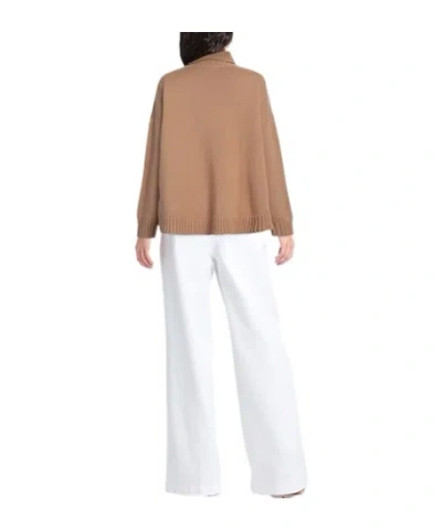Max Mara Solid Turtleneck Knit Top In Brown