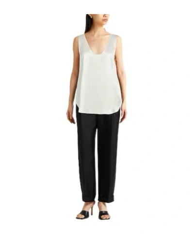Max Mara Solid Satin Sleeveless Top In White