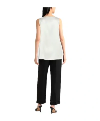 Max Mara Solid Satin Sleeveless Top In White