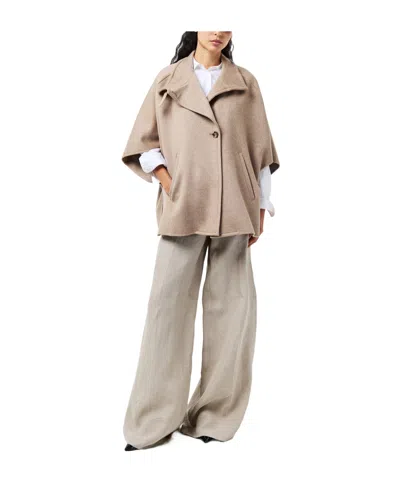 Max Mara Draped Cape In Brown