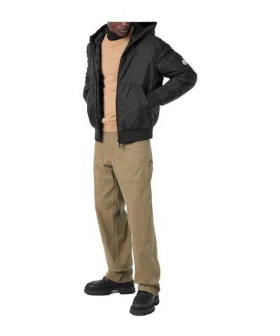 Moncler Solid Bomber Jacket In Black
