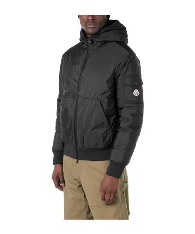 Moncler Solid Bomber Jacket In Black