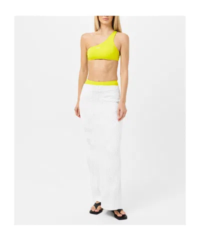 Off-white One-shoulder Split Swimsuit In Yellow