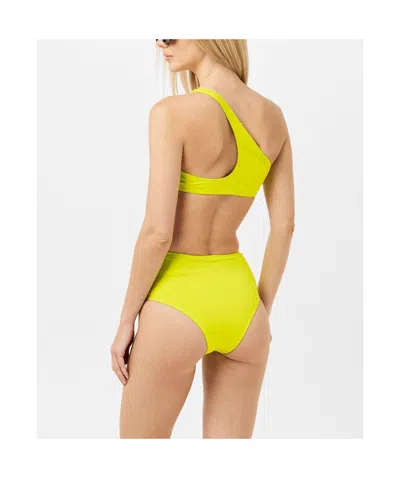 Off-white One-shoulder Split Swimsuit In Yellow