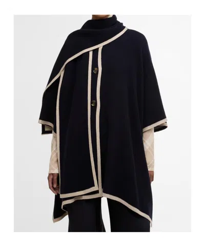 Barbour Scarf Collar Cape In Black
